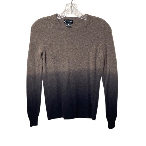C By Bloomingdales Womens Size XS Cashmere Ombre Sweater Brown & Black Crew Neck - Picture 1 of 5